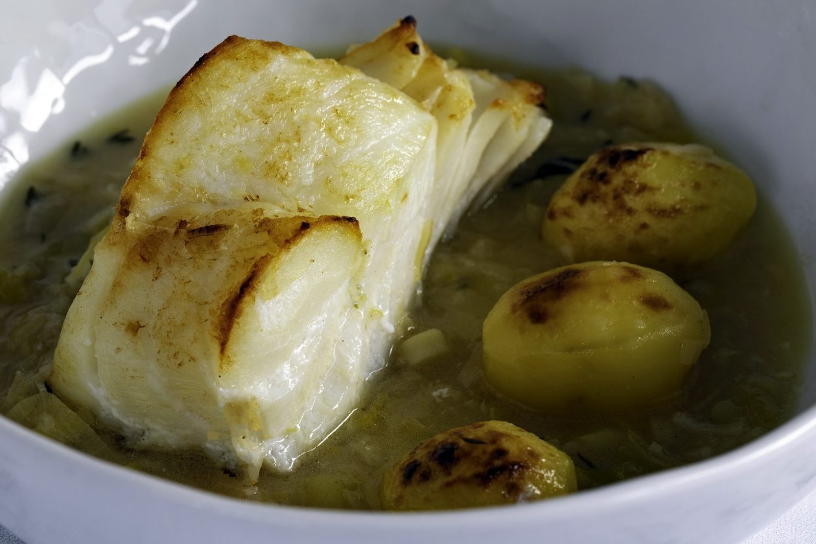 Sea Bass with Leeks and Potatoes