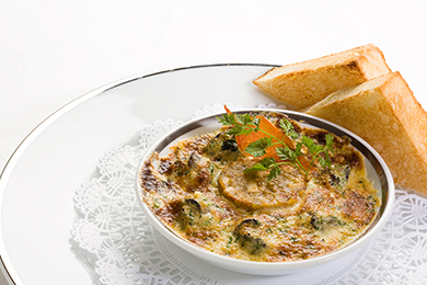 Gratinated Escargots with Aubergine Caviar and Mushroom